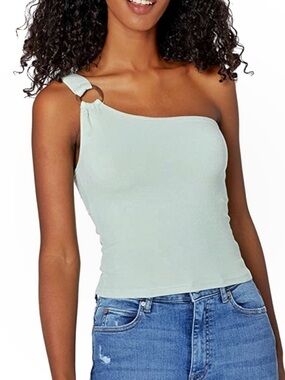 BB Dakota One-Shoulder Ribbed Tank Top with Ring - Cream